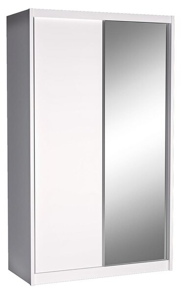 Šatní skříň KAROK | 143 cm | se zrcadlem | bílá