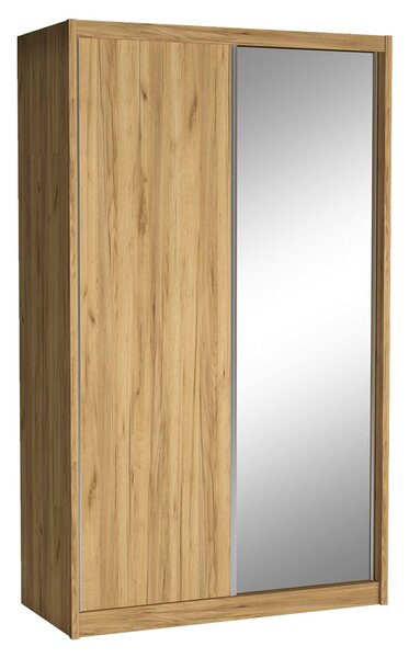 Šatní skříň KAROK | 143 cm | se zrcadlem | kraft zlatý