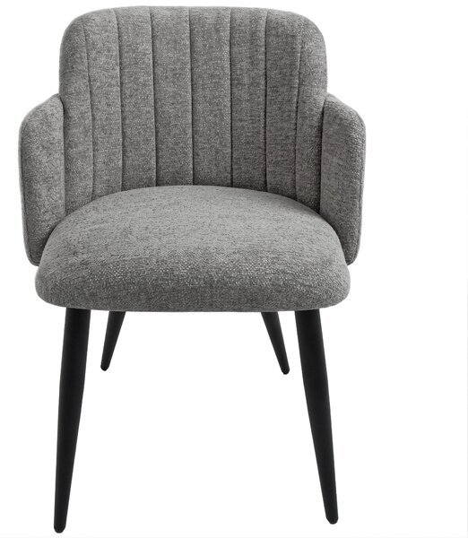 BEAUTYSOFA | Moderní čalouněná židle VELTO Šedá látka RAVEN buklé, jídelní židle s područkami a opěradlem, kuchyňská židle, jídelní židle