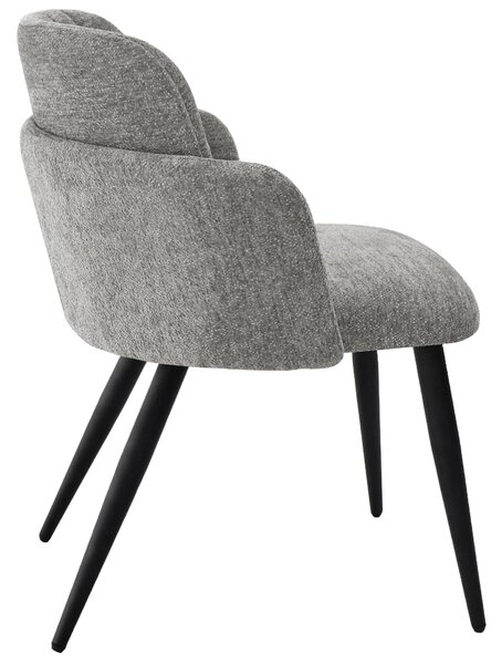 BEAUTYSOFA | Moderní čalouněná židle VELTO Šedá látka RAVEN buklé, jídelní židle s područkami a opěradlem, kuchyňská židle, jídelní židle