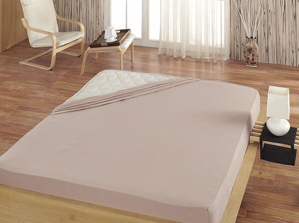Prostěradlo Světle hnědé JERSEY PREMIUM Jersey PREMIUM 90-100 x 200-220/30