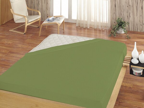 Prostěradlo Středně zelené JERSEY PREMIUM Jersey PREMIUM 90-100 x 200-220/30