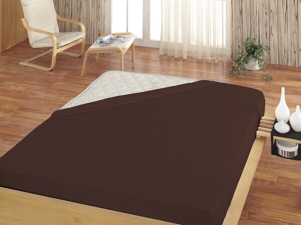Prostěradlo Tmavě hnědé JERSEY PREMIUM Jersey PREMIUM 90-100 x 200-220/30