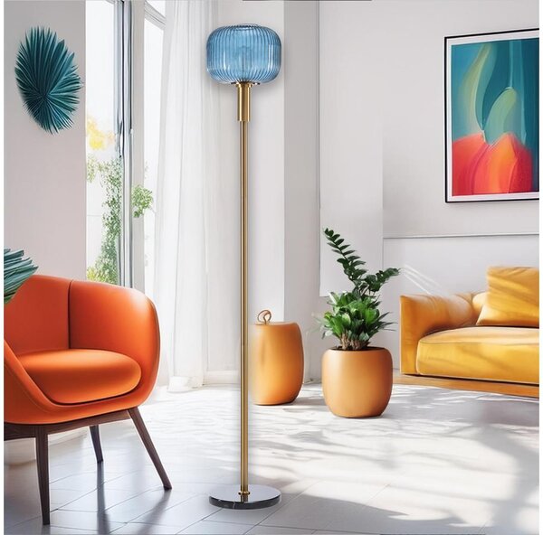 ONLI - Stojací lampa DOROTY 1xE27/22W/230V modrá/zlatá