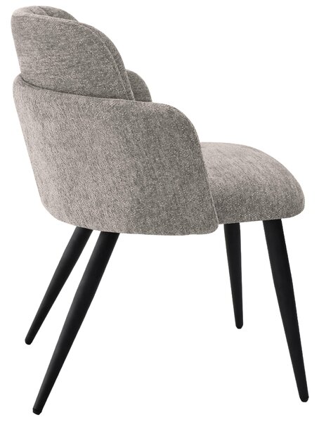 BEAUTYSOFA | Moderní čalouněná židle VELTO Taupe RAVEN bouclé, jídelní židle s područkami a opěradlem, kuchyňská židle, jídelní židle