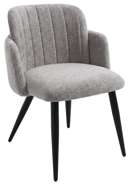 BEAUTYSOFA | Moderní čalouněná židle VELTO Taupe RAVEN bouclé, jídelní židle s područkami a opěradlem, kuchyňská židle, jídelní židle