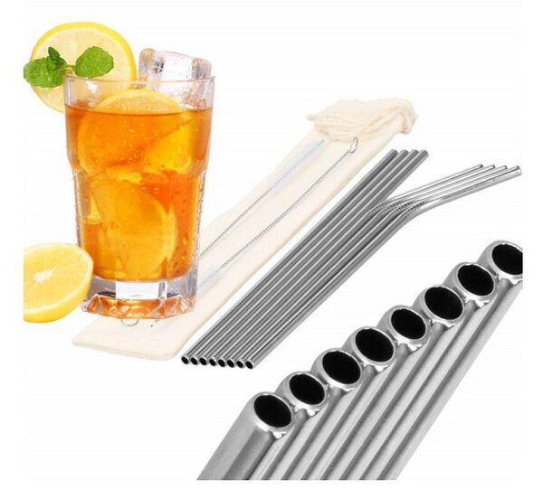 Nerezové brčko na drinky, sada 10 ks SPRINGOS STRAW