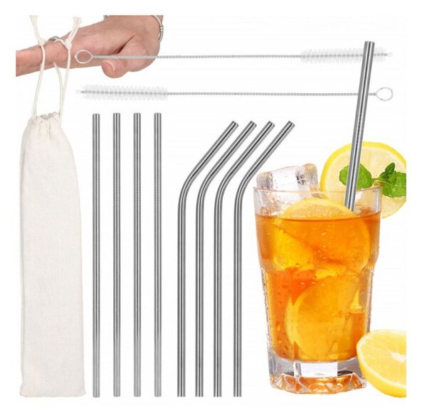 Nerezové brčko na drinky, sada 10 ks SPRINGOS STRAW