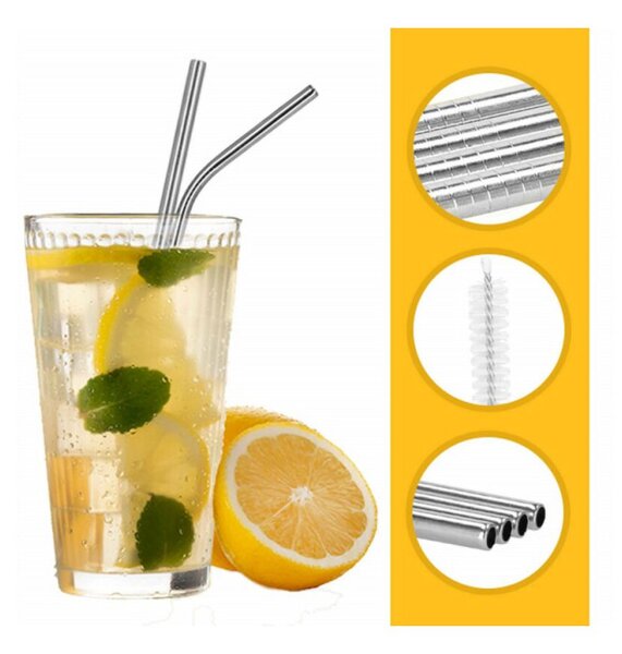 Nerezové brčko na drinky, sada 10 ks SPRINGOS STRAW