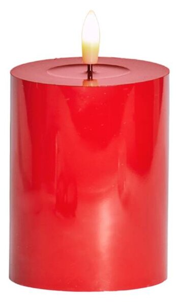 SIRIUS LED svíčka na baterie vosková Sille Red, Ø 7,5 × 10 cm, červená, 2× AA