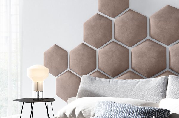 ETapik - Čalouněný panel Hexagon - Tmavá béžová 2305