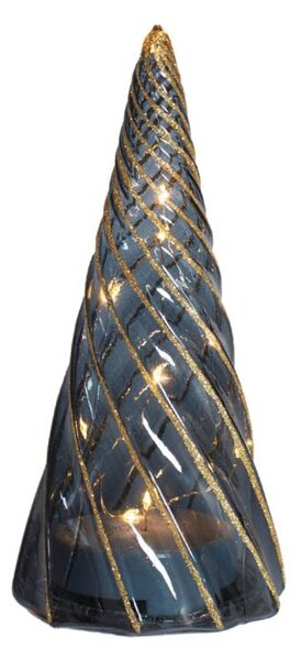 SIRIUS LED svítící stromeček, skleněný, černý, 19 cm