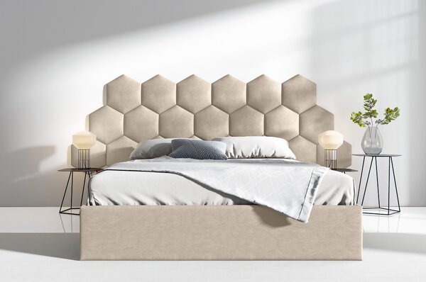 ETapik - Čalouněný panel Hexagon - Tmavá krémová 2302