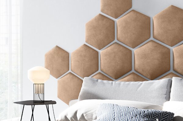 ETapik - Čalouněný panel Hexagon - Béžová 2304