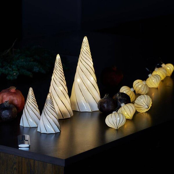 SIRIUS LED světelný stromeček, skleněný, sada 2 kusy, bílý, 11 cm
