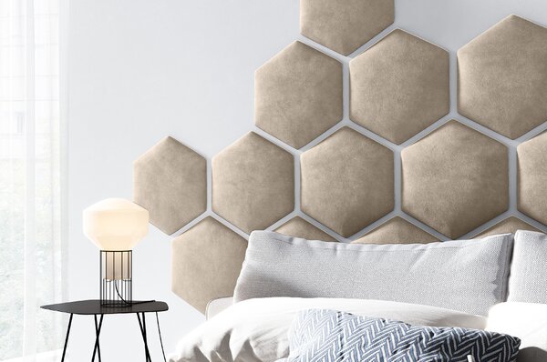 Čalouněný panel Hexagon - Světlá béžová 2303