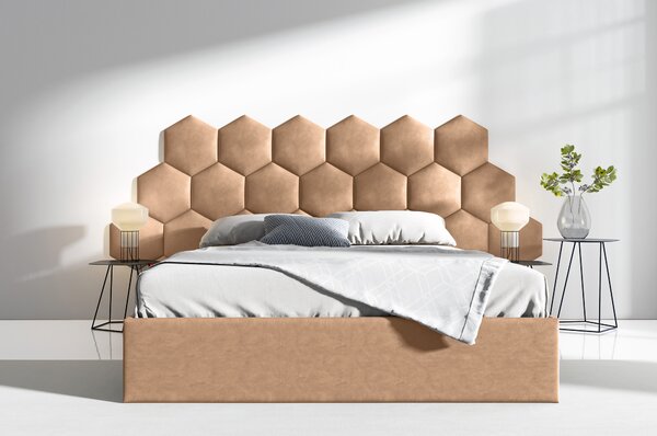 ETapik - Čalouněný panel Hexagon - Béžová 2304