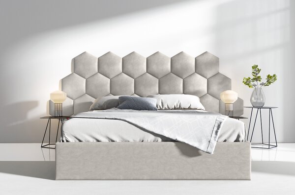 ETapik - Čalouněný panel Hexagon - Krémová bílá 2301
