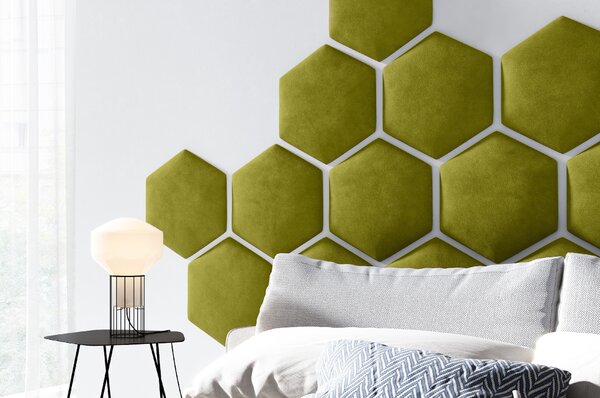 ETapik - Čalouněný panel Hexagon - Zelená 2312