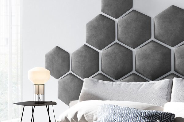 ETapik - Čalouněný panel Hexagon - Tmavá šedá 2315