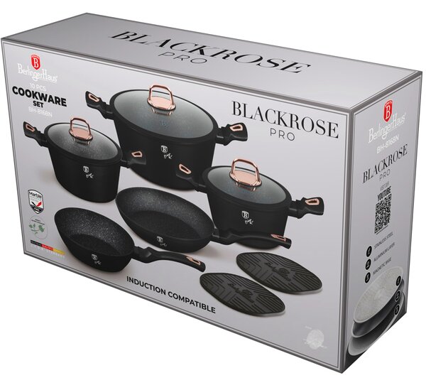Sada nádobí s mramorovým povrchem 10 ks Black Rose Collection