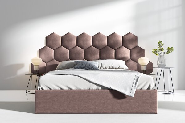 ETapik - Čalouněný panel Hexagon - Světlá hnědá 2306