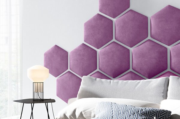 ETapik - Čalouněný panel Hexagon - Fialová 2311