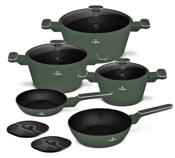 Sada nádobí s titanovým povrchem 10 ks Matte green Collection