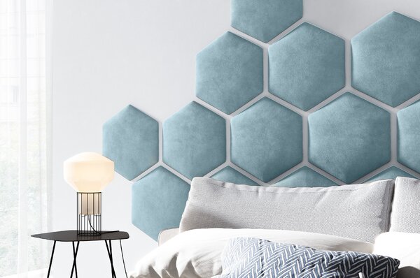 ETapik - Čalouněný panel Hexagon - Světlá modrá 2322