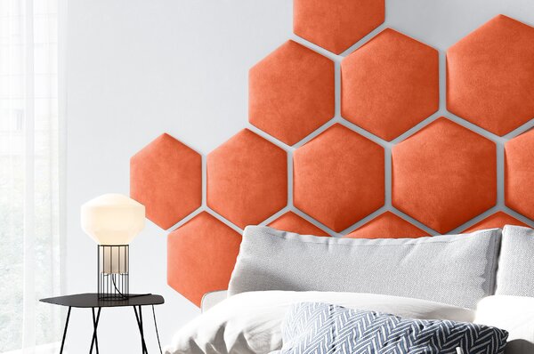 ETapik - Čalouněný panel Hexagon - Oranžová 2317
