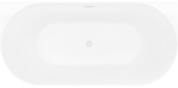 Mexen Oval Slim, volně stojící vana ke zdi, 170 x 80 cm, bílá-šedá, bílý přepad, 52661708062-20