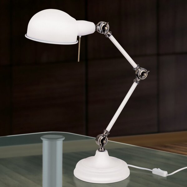 Orion LA4-1186-W Stylová stolní lampa KERMIT BÍLÁ + patina