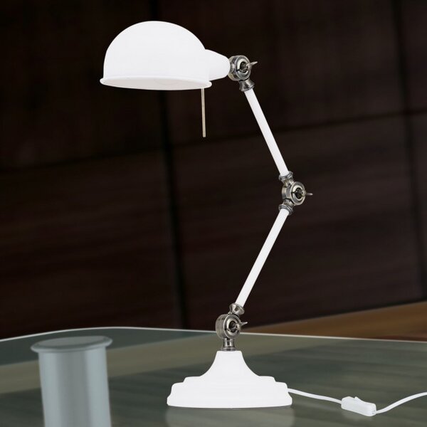 Orion LA4-1186-W Stylová stolní lampa KERMIT BÍLÁ + patina