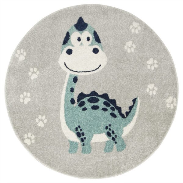 Dětský koberec EMILY KIDS 5860C Dinosaurus, tyrkysový / světle šedý