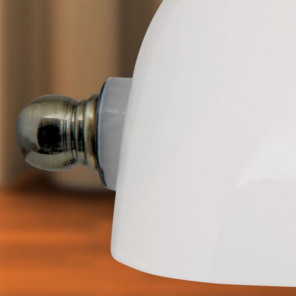 Orion LA4-1165/1-Opal Stylová stolní lampa BANKIR patina BÍLÉ sklo