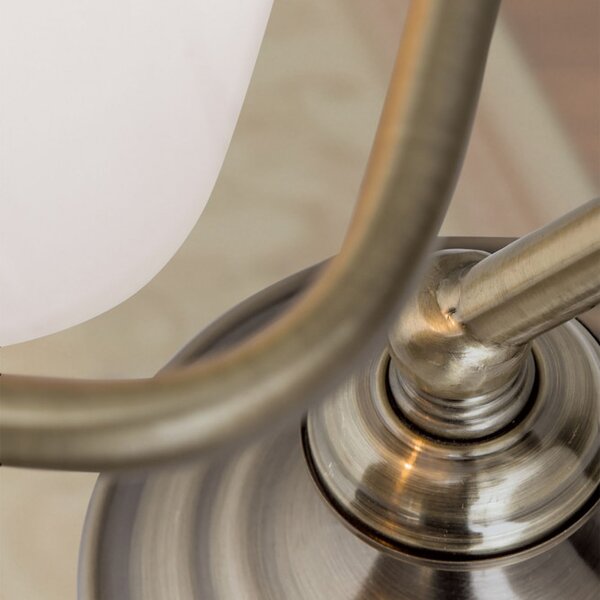 Orion LA4-1165/1-Opal Stylová stolní lampa BANKIR patina BÍLÉ sklo