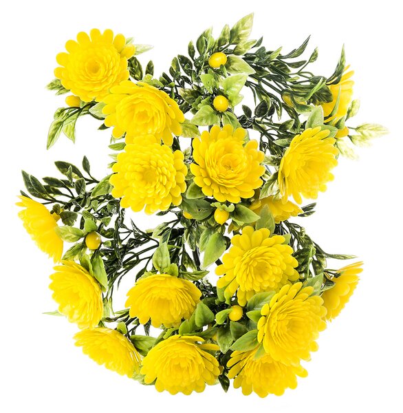Umělé květiny chryzantéma, žlutá, 30 cm, HTH