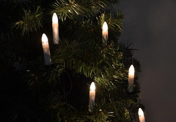 Vánoční svíčky 30 LED, zelený kabel, teple bílé