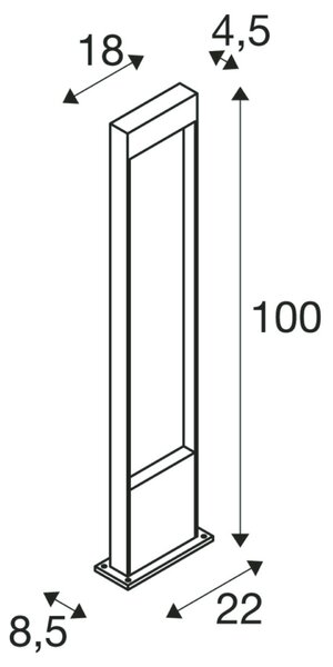 BIG WHITE SLV FLATT POLE 100 Outdoor, stojací LED svítidlo, 3000K, IP65, antracitové/hnědé 1002959