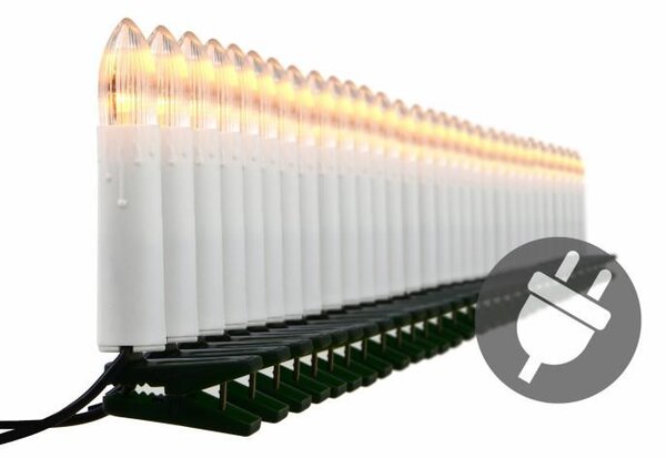 Vánoční svíčky 30 LED, zelený kabel, teple bílé