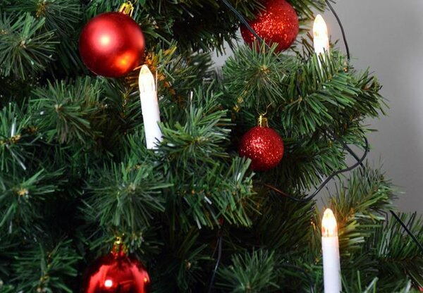 Vánoční svíčky 30 LED, zelený kabel, teple bílé