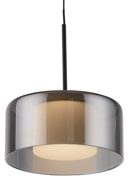 Hanglamp zwart met smoke glas incl. LED 3-lichts easylift - Rika
