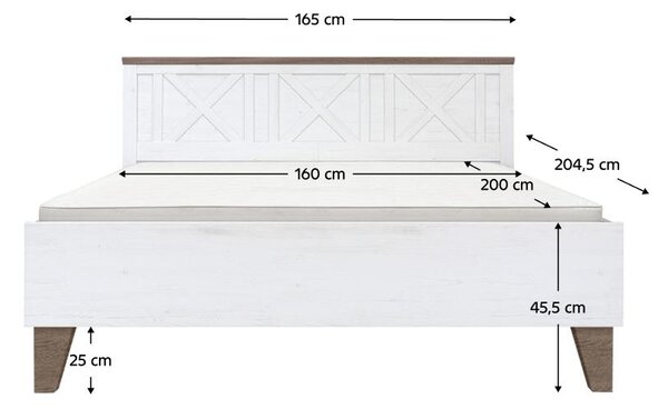 Manželská postel 160 cm Telegrafo (borovice canyon + dub sonoma truflový) (s roštem)