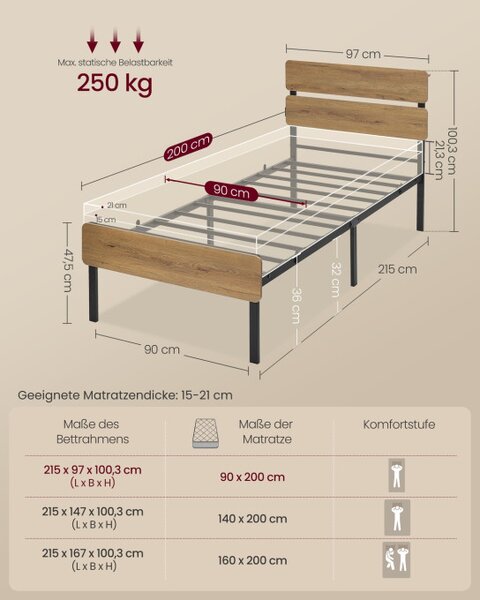 Kovová postel s LED osvětlením 90 cm RMB102K01