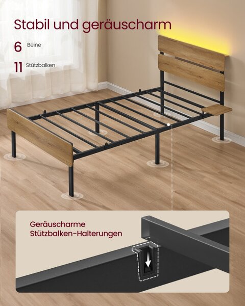 Kovová postel s LED osvětlením 90 cm RMB102K01
