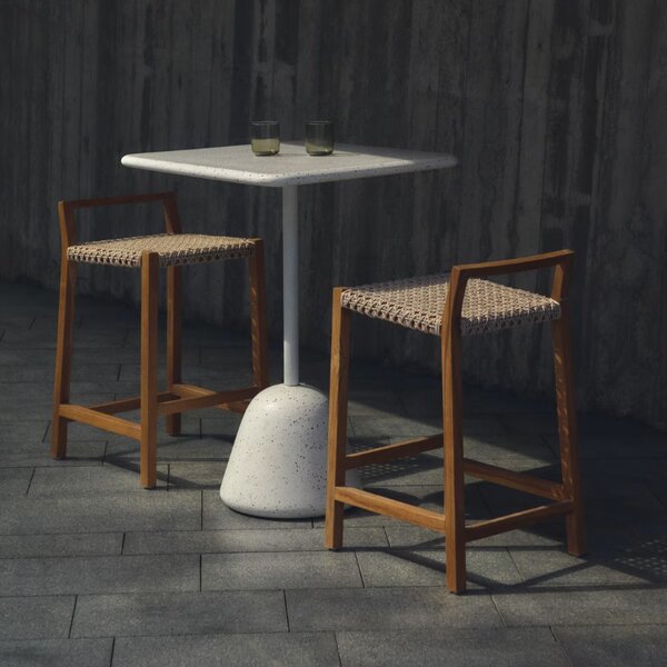 Bílý terrazzo zahradní barový stůl Kave Home Saura 70 x 70 cm