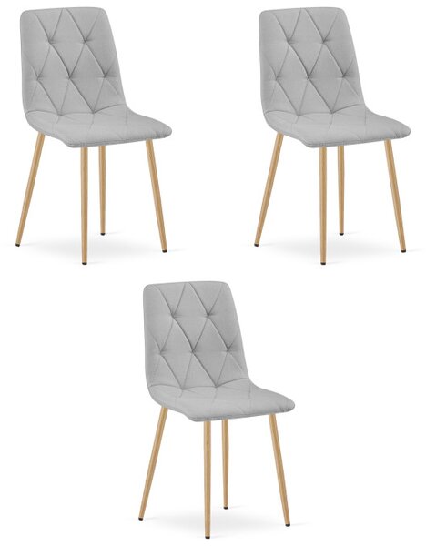Set tří jídelních židlí LIBRA světle šedé / hnědé nohy (3 ks)