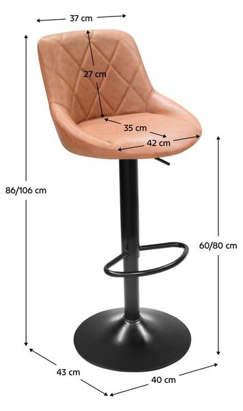 Barová židle Teken (hnědá + černá)