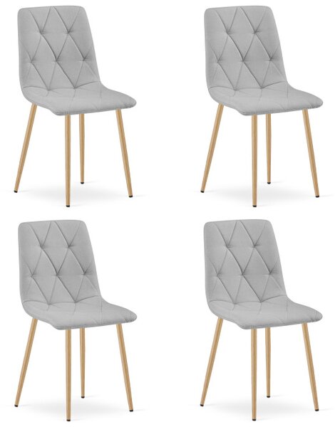 Set čtyř jídelních židlí LIBRA světle šedé / hnědé nohy (4 ks)
