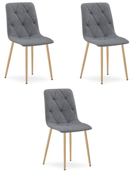 Set tří jídelních židlí LIBRA tmavě šedé / hnědé nohy (3 ks)